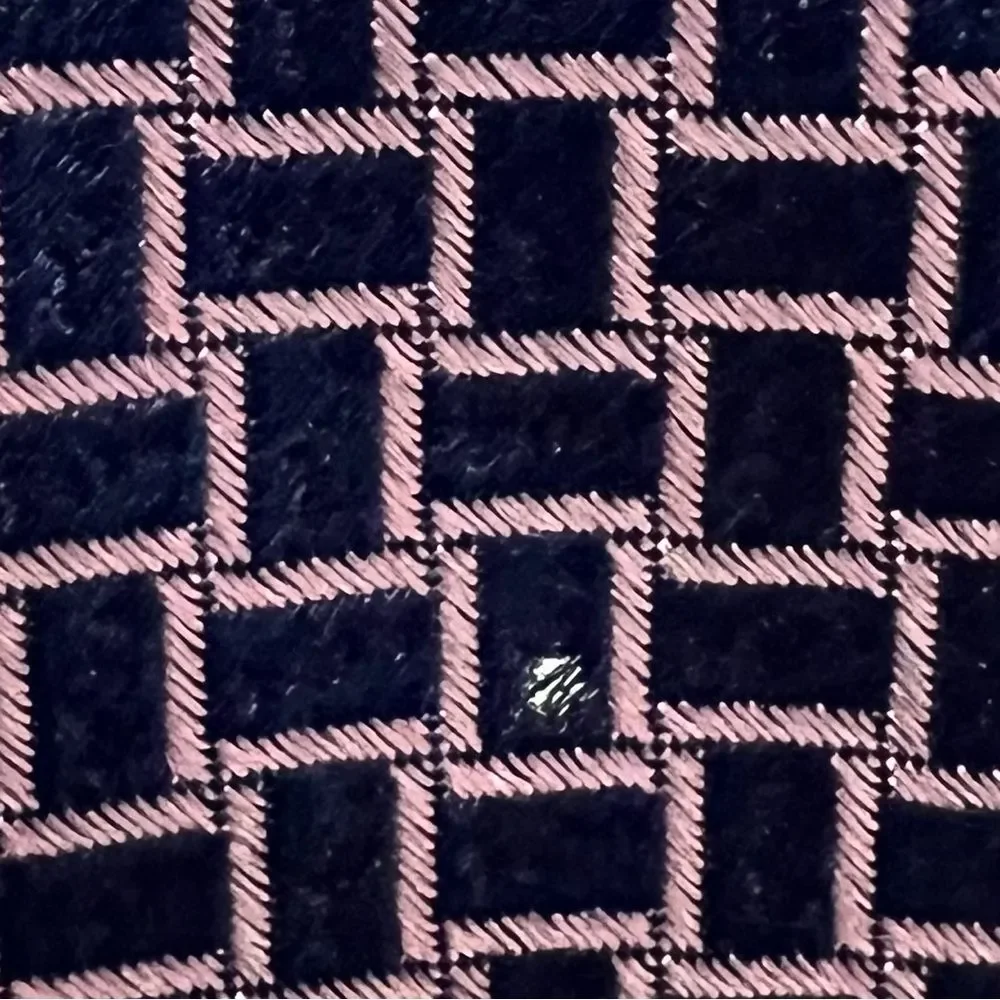 Michael Kors 100% Silk Embroidered Designer‎ Tie Blue Pink Checkered Necktie